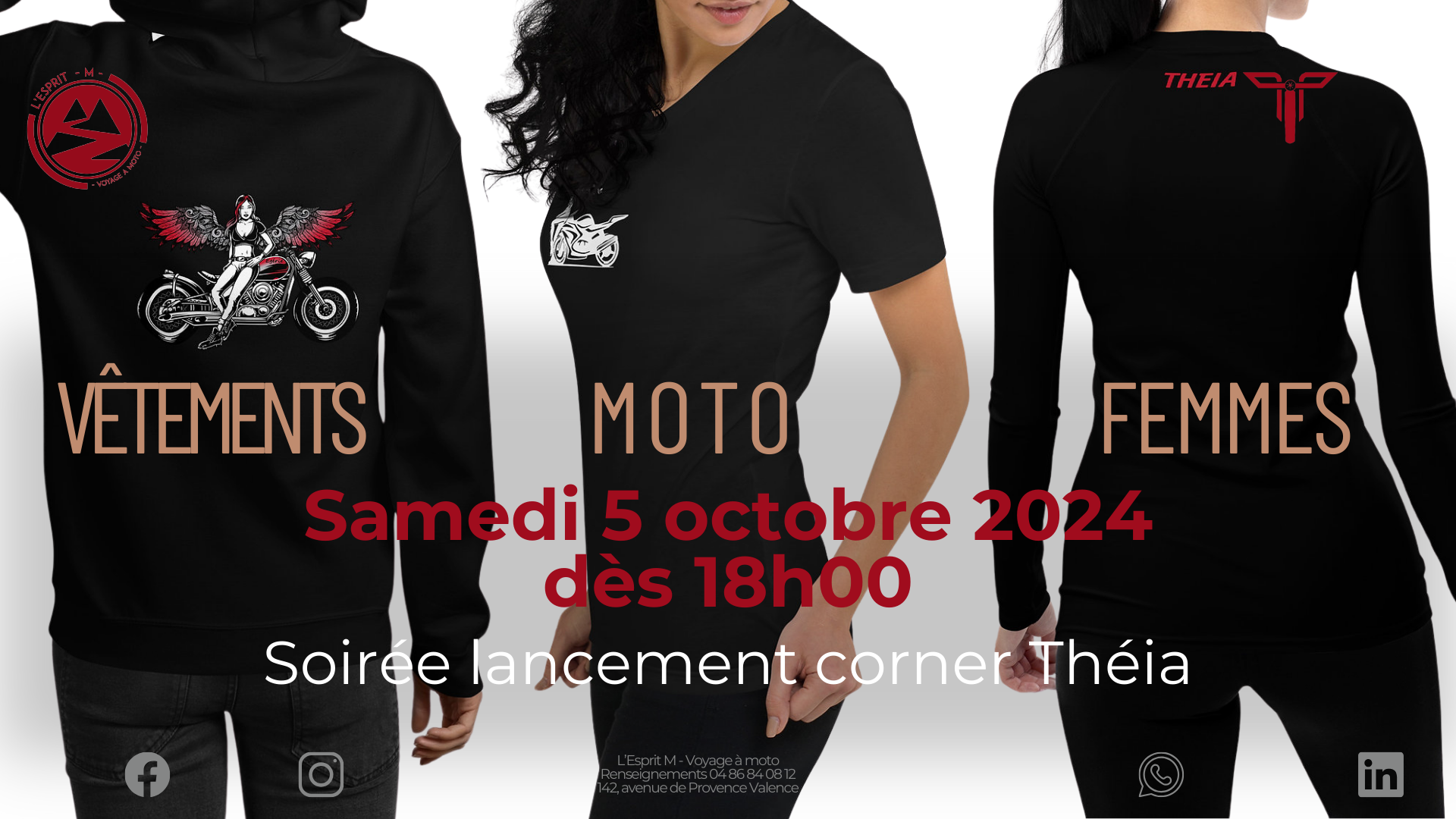 Lancement du corner Théia à L'Esprit M le samedi 5 octobre 2024, marque de vêtements moto pour femmes à Valence